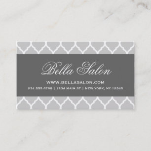 Charcoal and Grey Modern Moroccan Quatrefoil Business Card