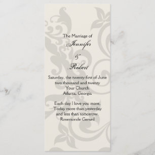 Charcoal and Ivory Filigree Wedding Program Programme
