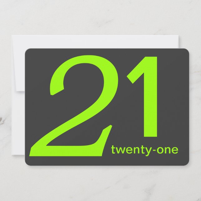 Charcoal and Lime Custom 21st Birthday Invitation (Front)
