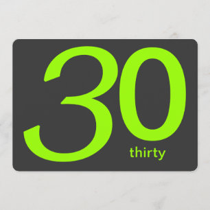 Charcoal and Lime Custom 30th Birthday Invitation