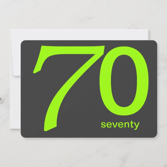 Charcoal and Lime Custom 70th Birthday Invitation (Front)