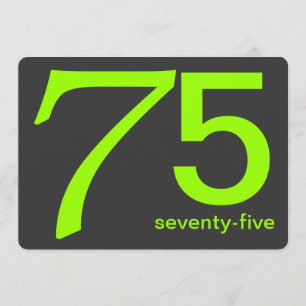 Charcoal and Lime Custom 75th Birthday Invitation