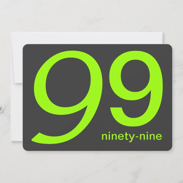 Charcoal and Lime Custom 99th Birthday Invitation (Front)