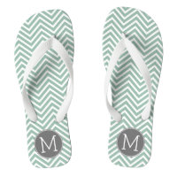 Charcoal and Mint Green Chevrons Custom Monogram
