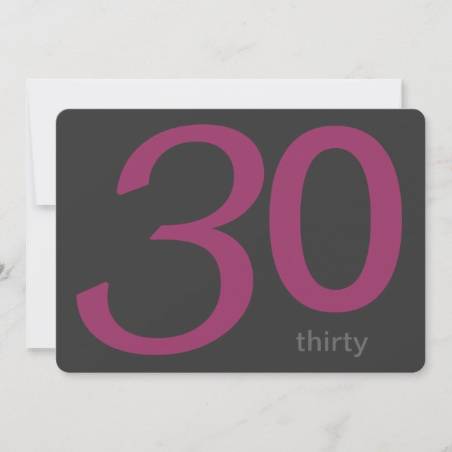 Charcoal and Plum Custom 30th Birthday Invitation (Front)