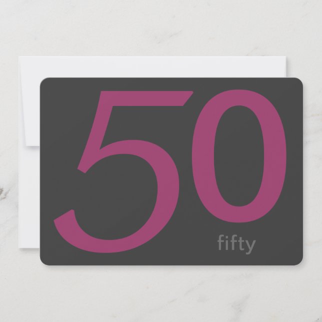 Charcoal and Plum Custom 50th Birthday Invitation (Front)