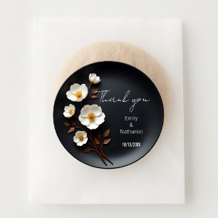 Charcoal and White Anemone Wedding Thank You Classic Round Sticker