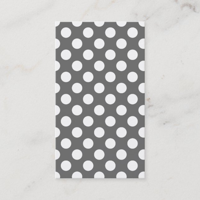 Charcoal and White Polka Dots Business Card (Front)