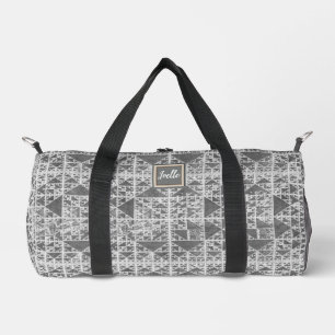 Charcoal and White Triangle Distress Duffle Bag