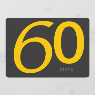 Charcoal and Yellow Custom 60th Birthday Invite