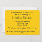 Charcoal and Yellow Custom 81st Birthday Invite (Back)