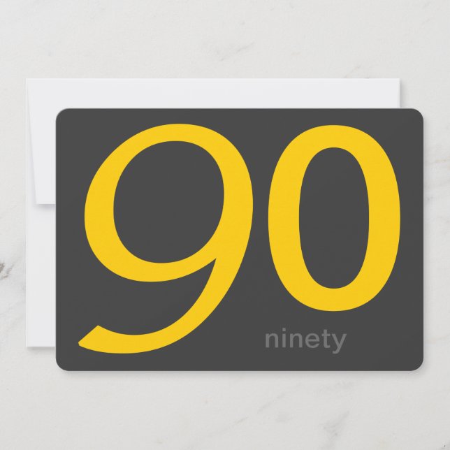 Charcoal and Yellow Custom 90th Birthday Invite (Front)