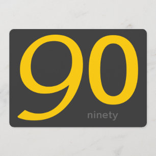 Charcoal and Yellow Custom 90th Birthday Invite