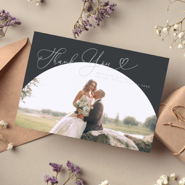Charcoal Arch Wedding Thank you Script Card (Creator Uploaded)