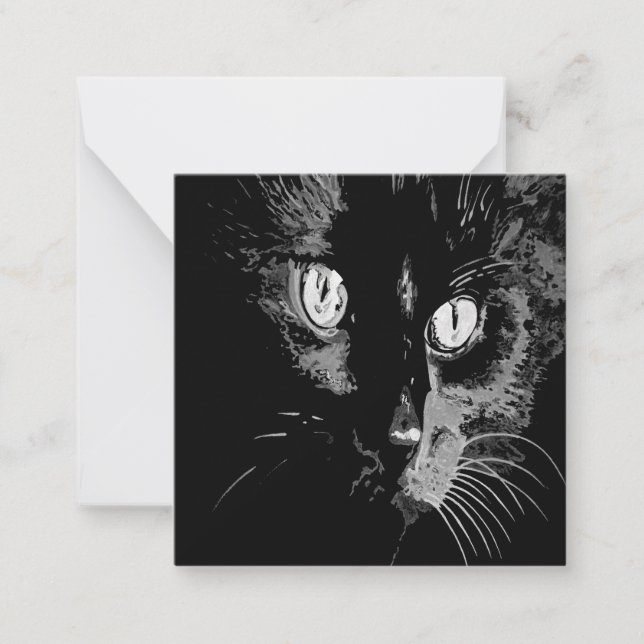Charcoal Artistic Black Cat Portrait Card (Front)