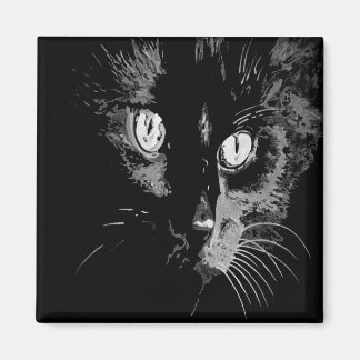 Charcoal Artistic Black Cat Portrait Magnet