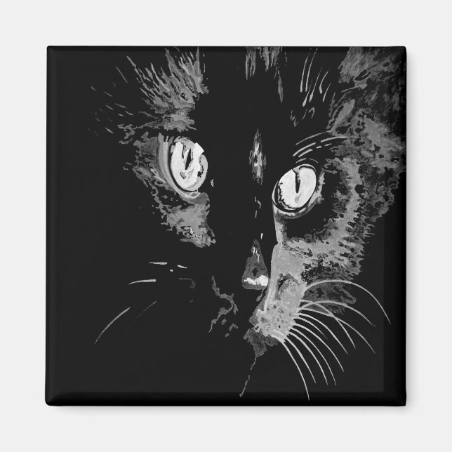 Charcoal Artistic Black Cat Portrait Magnet (Front)