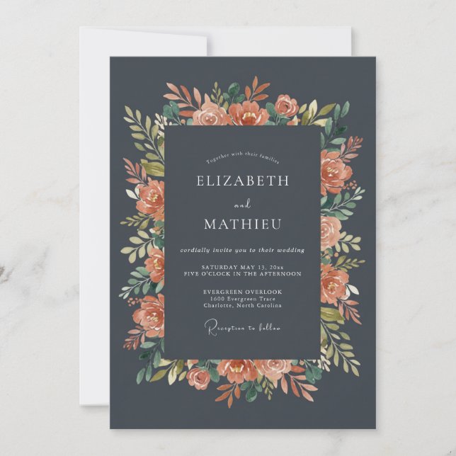 Charcoal Atmospheric Autumnal Wedding Invitation (Front)