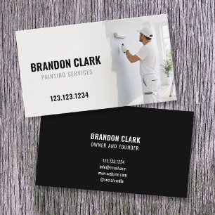 Charcoal Backed Painter with Roller Photo Painting Business Card