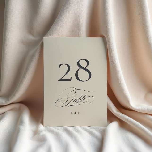 Charcoal Beige Premium Wedding 5 x 7 Table Number (Creator Uploaded)