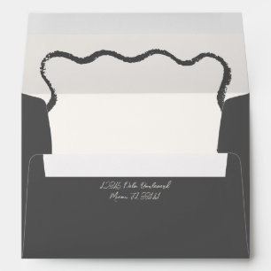 Charcoal Beige Wavy Squiggle Wedding Invitation Envelope
