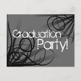 Charcoal, Black and White Graduation Party Invitation