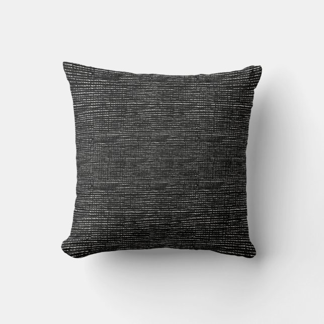 Charcoal Black and White Woven Thread Effect Cushion (Front)