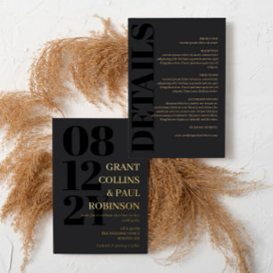 Charcoal Black & Gold Typography 2 in 1 Wedding