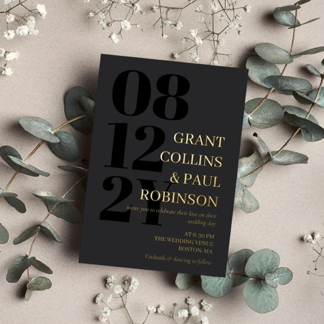 Charcoal Black & Gold Typography Wedding (Creator Uploaded)