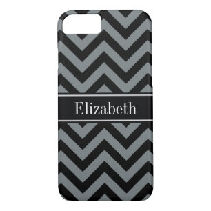 Charcoal, Black LG Chevron Black Name Monogram iPhone 8/7 Case