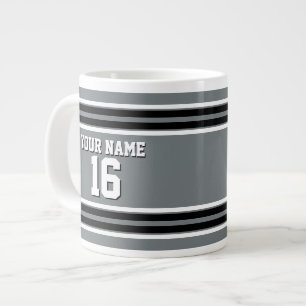 Charcoal Black Wht Team Jersey Custom Number Name Large Coffee Mug