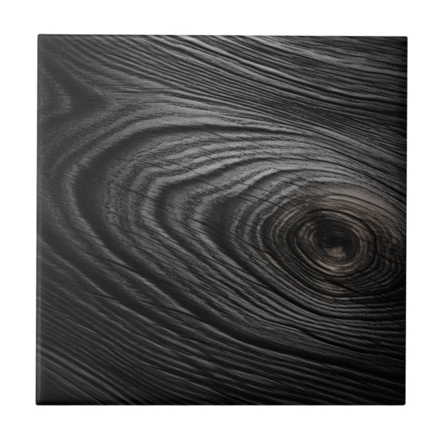 Charcoal Black Wood Grain Texture Tile (Front)