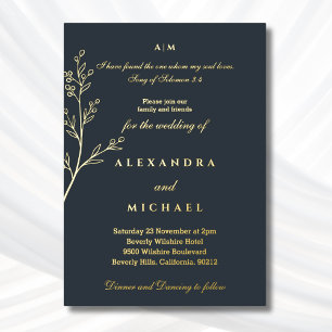 Charcoal Botanical Bible Verse Christian Wedding