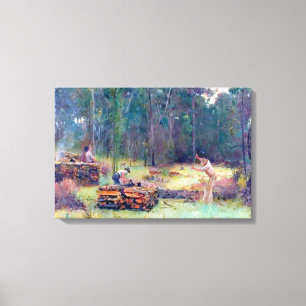 Charcoal Burners Wood Splitters Tom Roberts 1886 Canvas Print