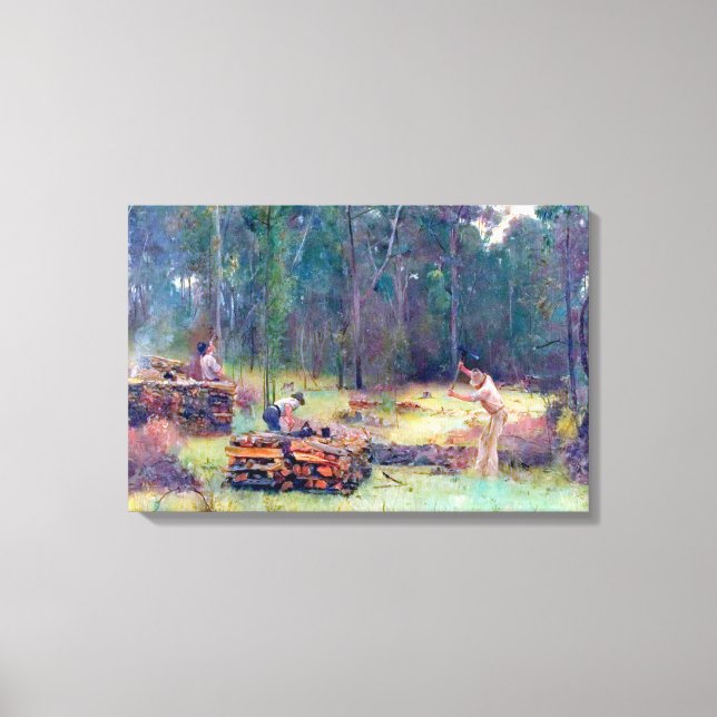 Charcoal Burners Wood Splitters Tom Roberts 1886  Canvas Print (Front)