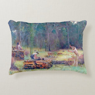 Charcoal Burners Wood Splitters Tom Roberts 1886  Decorative Cushion
