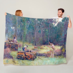 Charcoal Burners Wood Splitters Tom Roberts 1886  Fleece Blanket