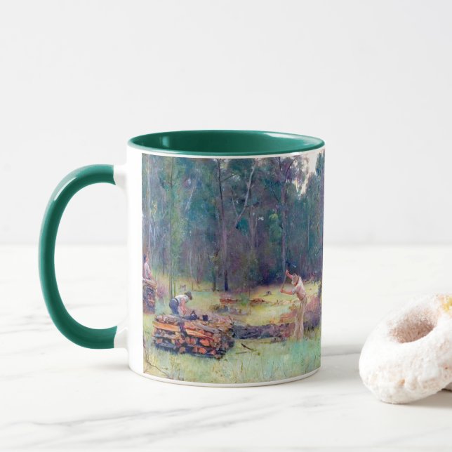 Charcoal Burners Wood Splitters Tom Roberts 1886   Mug (With Donut)