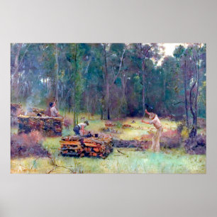Charcoal Burners Wood Splitters Tom Roberts 1886  Poster