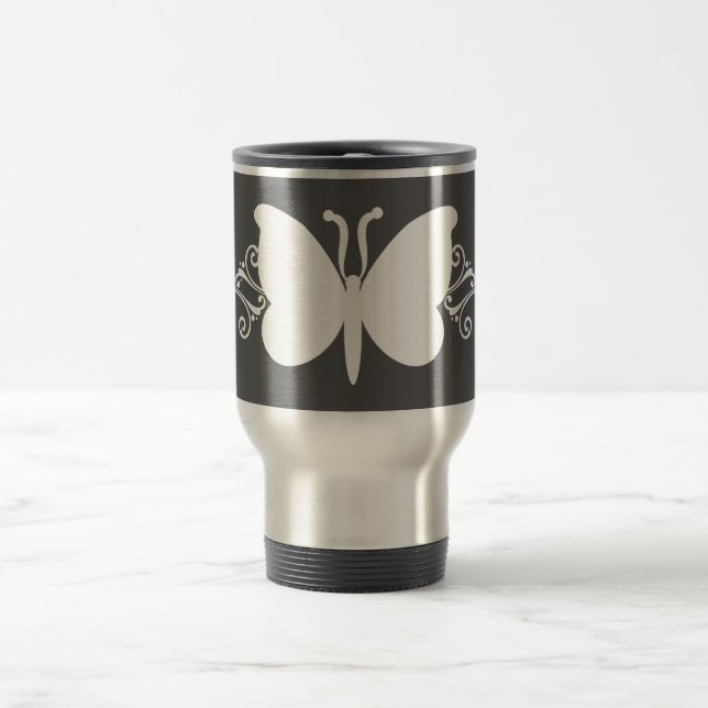 Charcoal Butterfly Swirls Mug (Center)
