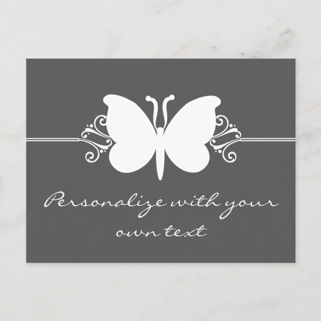 Charcoal Butterfly Swirls Postcard (Front)