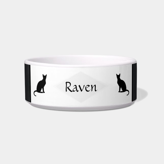 Charcoal Ceramic Pet Bowl with cats - HAMbWG (Front)