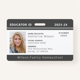Charcoal Chevron Homeschool Educator ID Badge