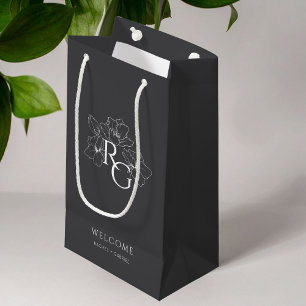 Charcoal   Chic Monogram Welcome Wedding Gift Bag
