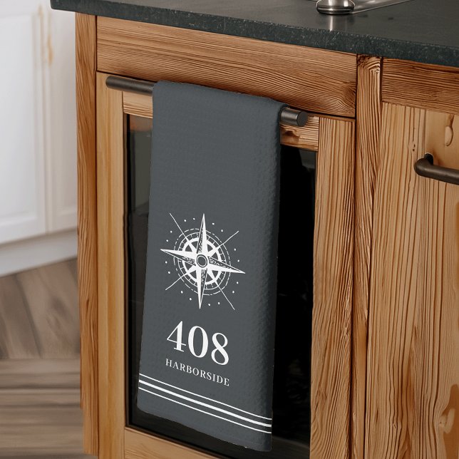 Charcoal | Compass House Number & Street Name Tea Towel (Creator Uploaded)