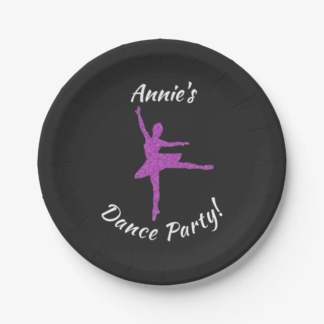 Charcoal Contemporary Dance Paper Plates (Front)