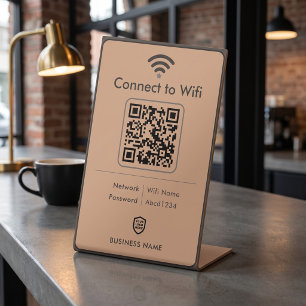 Charcoal Copper Modern Business Wifi Password Pedestal Sign