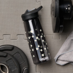 Charcoal Daisy Water Bottle   Botanical Floral