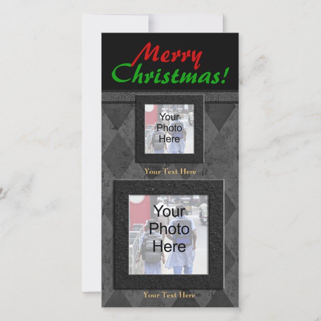 Charcoal Diamone Merry Christmas Holiday Card (Front)