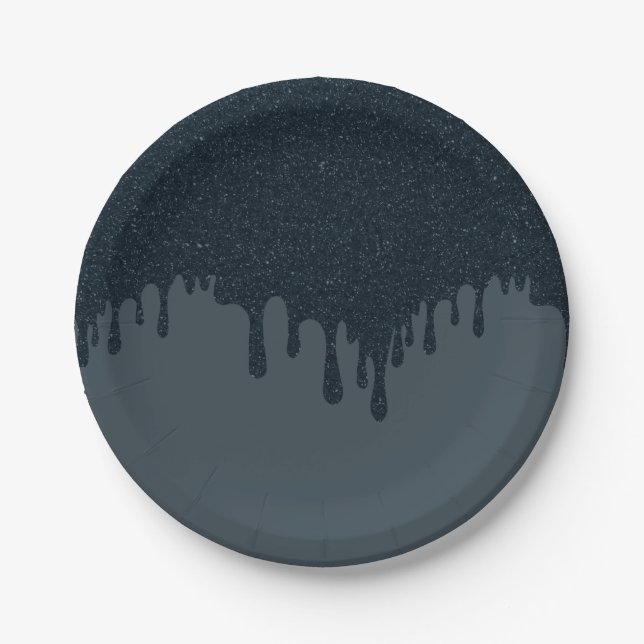 Charcoal Drip Effect Party Plate – Customisable (Front)
